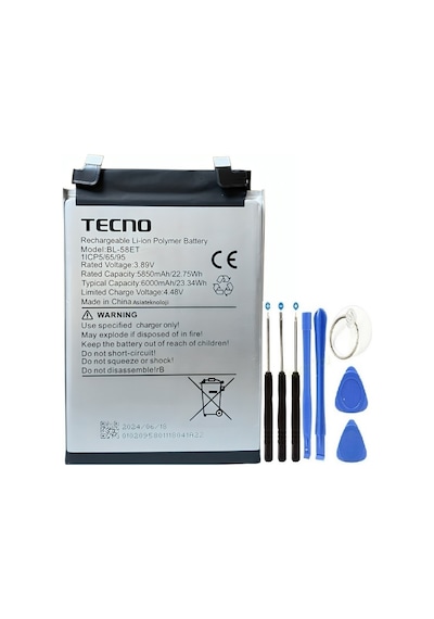 Tecno Pova 5 Pil Batarya Bl-58et + Tamir Set Lh7n