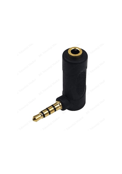 90 Derece Açılı 3.5 MM 4 Kutuplu Erkek-Dişi Ses Uzatma Adaptörü