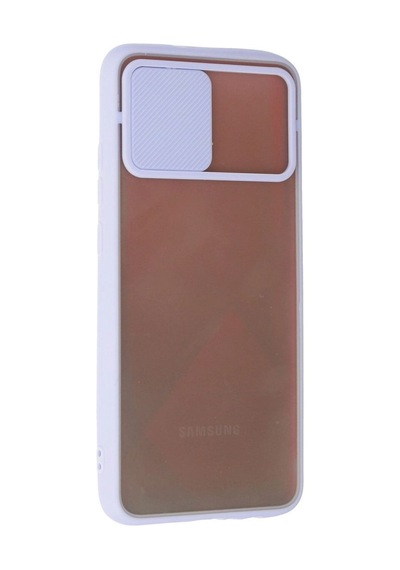 Samsung  Uyumlu - Galaxy A02s Kılıf Palm Buzlu Kamera Sürgülü Silikon - Lila Çok Renkli