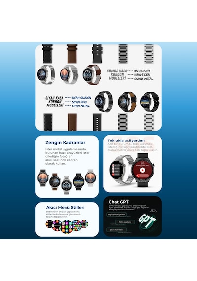 Harvox Watch Hx-4 Pro Akıllı Saat Iphone Ve Android Tüm Akıllı Telefonlara Uyumlu 46 Mm Gümüş
