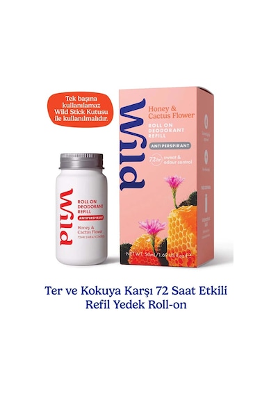 Wild Antiperspirant Roll On Honey & Cactus Flower Refill Deodorant Yedek Dolum