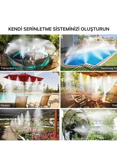10 Metre Kendin Yap Açık Alan Serinletme Sistemi - Nozzle Başlıklı Bahçe Ve Teras Nemlendirme Seti Su