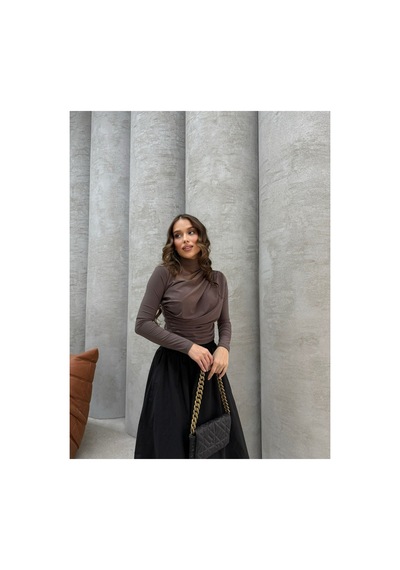 Unika Boutique Büzgülü Bluz kahverengi