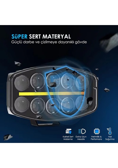 Sparkle 10" Beyaz Turuncu Led Spot Projektör + Drl Çalışma Lambası Yardımcı Sürüş Işık Barları Tır Kamyon Araç Kaput Tampon Tavan Çatı Işıkları Off Ro