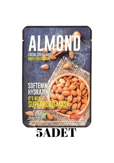 DERMAL 5 ADET Superfood Badem Yüz Maskesi I  Nemlendici ve Yumuşatıcı