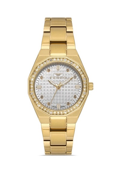 Ferro Fl40134a-b Quartz Çelik Altın Rengi 30 Mm Kadın Kol Saati Altın