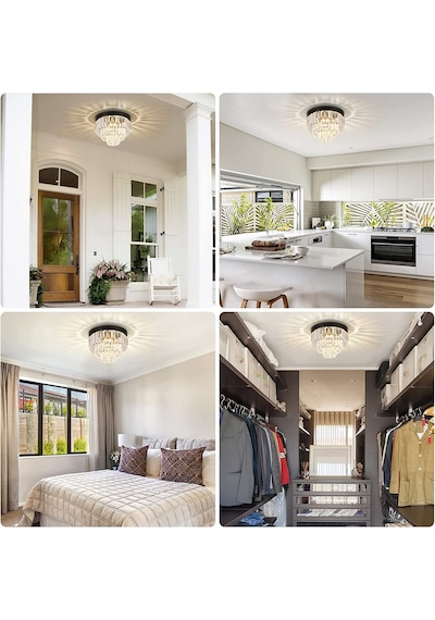 Efsane Siyah Kristal Taşlı Modern Salon Avize