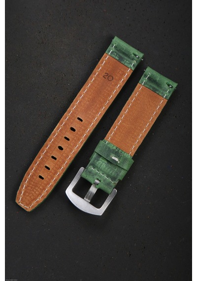 Hakiki Deri 20mm Akıllı Pimli Saat Kordonu Mint Yeşil
