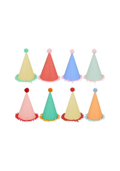 Meri Meri - Large Party Hats - Pon Ponlu Parti Şapkaları L Çok Renkli
