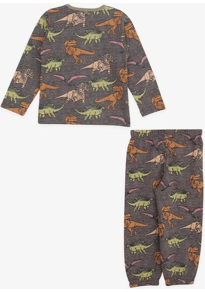 Breeze Girls & Boys Erkek Bebek Pijama Takımı Dinozor Desenli 9 Ay-3 Yaş, Antrasit-antrasit Antrasit
