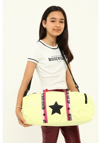İcone Bag Çocuk Yıldız Logolu Spor Çanta, Çocuk Spor Çanta, Fermuarlı Detaylı Çocuk Spor Çanta Sarı