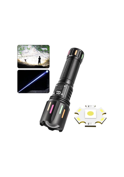 30w Zoomlu Led Powerbank Özellikli Şarjlı Profesyonel El Feneri Ps-9954 Siyah