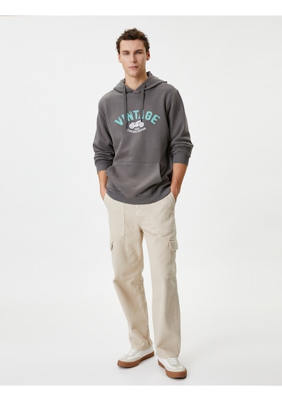 Koton Kolej Hoodie Slogan Baskılı Kanguru Cep Detaylı Lacivert 4wam70227mk Lacivert