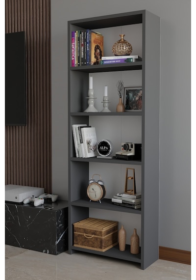 Alpa Ev Mobilya 5 Raflı Kitaplık, Modern Çok Amaçlı Ahşap Ofis, Salon Ve Mutfak Raf Dolabı Antrasit Alpa Ev Mobilya 5 Raflı Kitaplık, Modern Çok Amaçlı Ahşap Ofis, Salon Ve Mutfak Raf Dolabı Antrasit