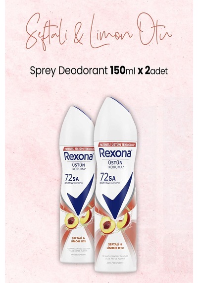Rexona Şeftali & Limon Otu 72 Saat Kadın Sprey Deodorant 2 x 150 ML