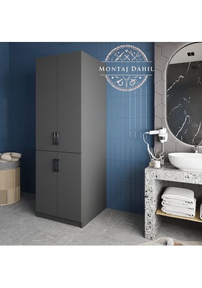 Venedik Çamaşır Ve Kurutma Makinesi Dolabı Banyo Dolabı Füme Antrasit - Füme Venedik Çamaşır Ve Kurutma Makinesi Dolabı Banyo Dolabı Füme Antrasit - Füme