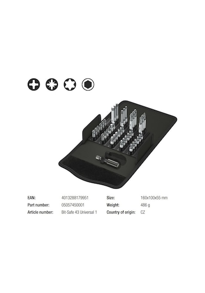 Wera Bits Seti Bit-Safe 43 Universal 1 05057450001