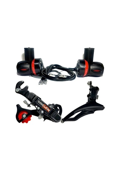 3x7 21 Vites Bisiklet Ön Arka Attırıcı ve Vites Kolu Set Wrka Att Siyah