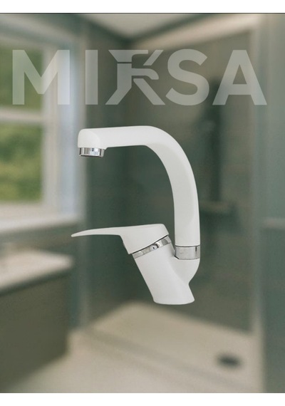 Beyaz-krom Balıksırtı Banyo Lavabo Bataryası, Musluğu, Çift Su Girişli