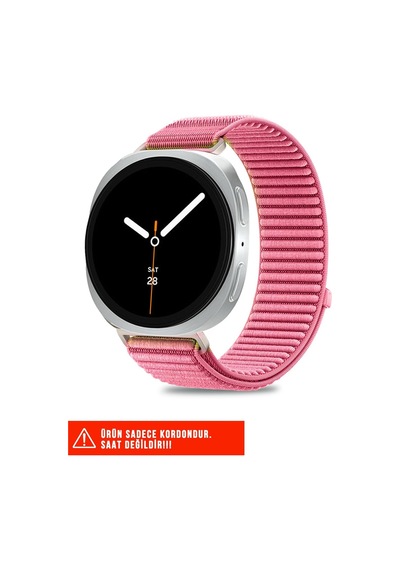 Samsung Galaxy Watch 8 40mm/44mm/46mm Classic İle Uyumlu Hasır Örgü Spor Cırtlı Naylon Kordon, Açık Kahverengi 40404996