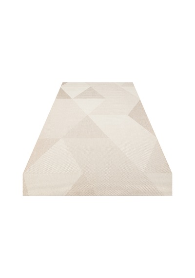 Mona Mn03 Geometrik Desenli Bej Modern Salon Halısı Hav Toz Vermez Kaymaz Tabanlı