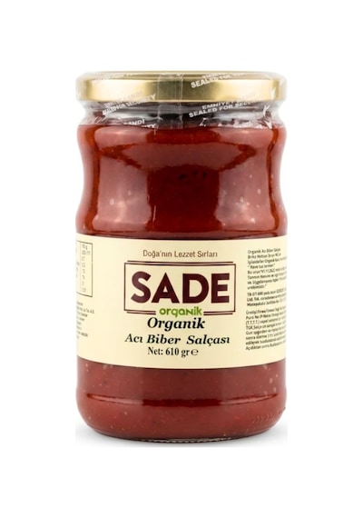 Sade Organik Acı Biber Salçası 610 G.