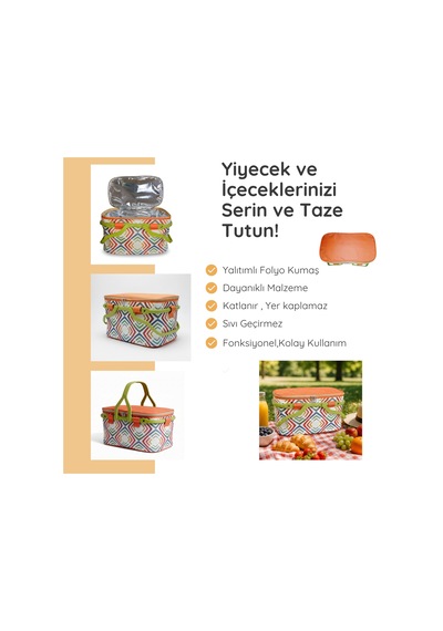 25 Lt Piknik Sepeti 1308 Picnic Bag -329 Karışık/Çok Renkli