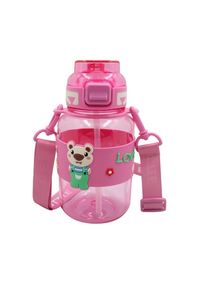 Noki Kids Su Matarası Petg Pipetli Ayıcık Silikon Kemerli 800 Ml Çok Renkli
