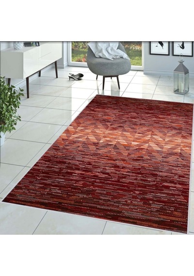 Eliana Home Baskılı, Yıkanabilir Kaymaz Taban Salon Halısı Eli1437 Kırmızı