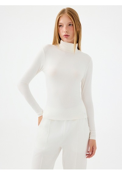 Slim Fit Kadın Bluz U.kol Ekru