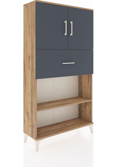 Arges Dolap 3 Raflı Tek Çekmeceli 2 Kapaklı 88x30x163 Çam-ant... Çam