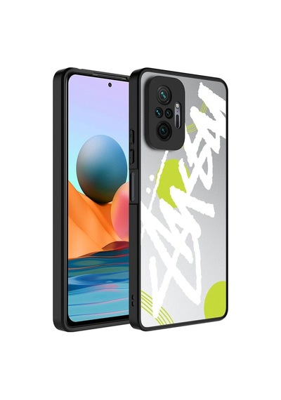 Xiaomi Redmi Note 10 Pro Kılıf Aynalı Desenli Kamera Korumalı Parlak Zore Mirror Kapak Yazı