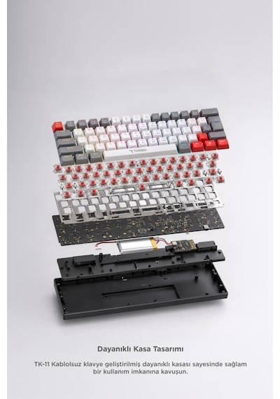 Oyuncu Klavyesi Rgb Işıklı Mekanik Şarjlı Kablosuz Blue Switch Q Klavye Tk11 Beyaz
