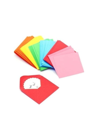 Hobialem 25 Adet, Renkli Zarf, 7x9 Cm, Renkli Mini Zarflar Karışık Renklerde, Kartvizit Zarfı