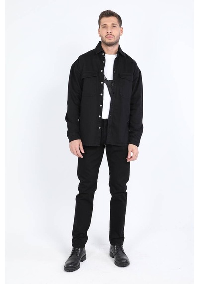 Erkek Oversize Jean Gömlek Siyah 001
