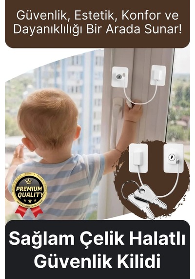 Güvenlikkilidi Dayanıklı Çelik Halat Beyaz Plaka Pvc Pencere Emniyet Çocuk Halatlı Güvenlik Kilidi Çok Renkli