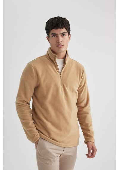 Defacto Regular Fit Yarım Fermuarlı Sweatshirt B7846axnsbg749 Bej
