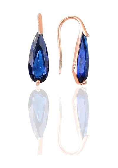 Gümüş Rose Safir Taşlı Damla Modeli Küpe N11.48219