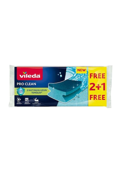 3 Adet Vileda Pro Clean Oluklu Sünger 2+1'li
