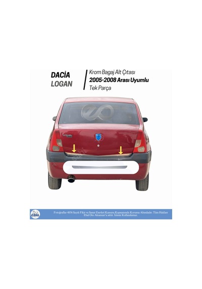 Ebal Otomotiv Dacia Logan Krom Bagaj Alt Çıtası 2005-2008 Paslanmaz Çelik