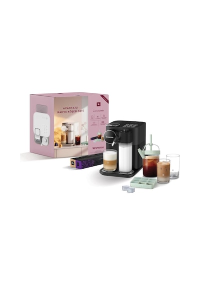 Nespresso F541 Gran Lattissima 1450W Siyah Kahve Anneler Günü Kahve Köşesi Seti