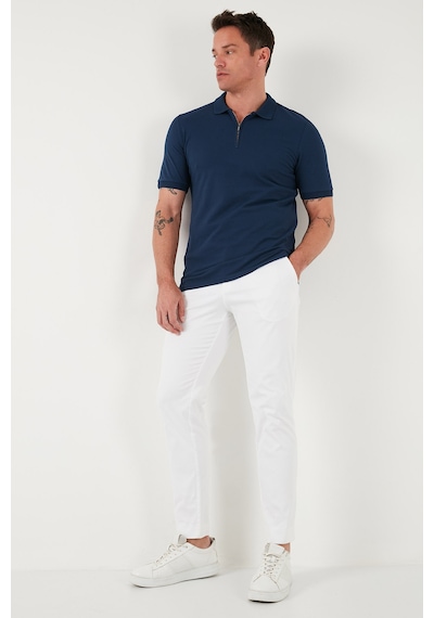Buratti Pamuklu Regular Fit Yarım Fermuarlı Erkek Polo Yaka T Shirt 5903008 Indigo