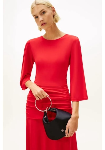 Tommy Hilfiger Kadın Bright Bracelet Hobo Metal Halka Saplı Saten Omuz Çantası - Siyah Çok Renkli
