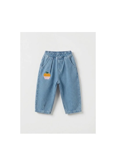 Poala Kids Elmalı Jean Pantolon Mavi