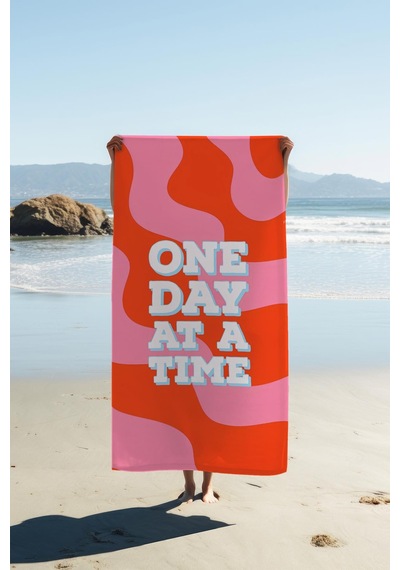Dijital Baskı Plaj Deniz Havlusu One Day At A Time Desenli Peştamal Hvl0176 Renkli