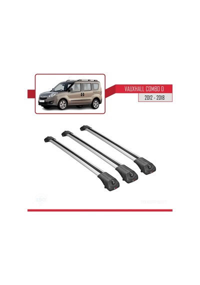 Vauxhall Combo D 2012-2018 Arası İle Uyumlu Ace-1 Ara Atkı Tavan Barı Gri 3 Adet Bar