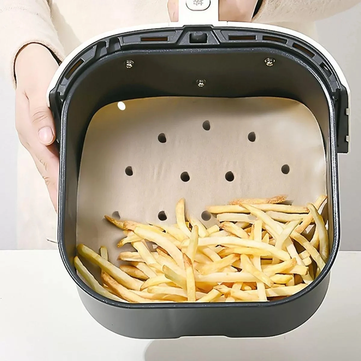 250 Adet Air Fryer Pişirme Kağıdı Tek Kullanımlık Hava Fritöz Yağ Geçirmez Yapışmaz Gıda Pişirme Kağ