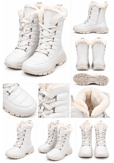 Moon Cloud Kadın Bot/bootie İçi Polar Kaymaz Taban Fermuarlı Zyn278 Beyaz