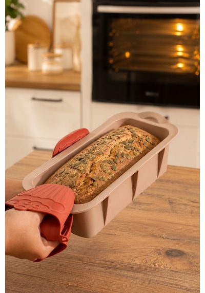 Porsima 30003-1 Silikon Ekmek Kalıbı Dikdörtgen Kek Kalıbı Krem 7 25cm