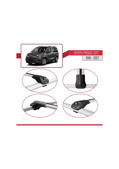 Toyota Proace City 2019-2024 Arası Ile Uyumlu Ace-1 Ara Atkı Tavan Barı Gri